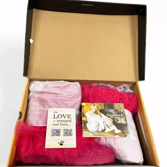 Bearpaw Boetis Pink Curly Lamb Fur Sheepskin Wool Lined Mongolian Sherpa Boots 8 - Picture 9 of 10